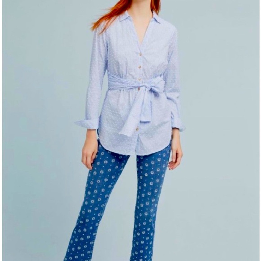 Anthropologie Maeve Tie Waist Blouse (2)